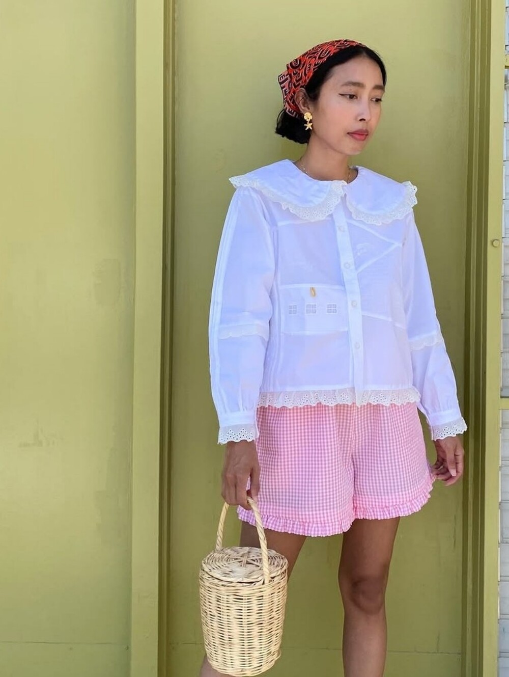 KINA AND TAM HOMEBODY BLOUSE PETER PAN COLLAR EYELET LACE COTTAGECORE TOP